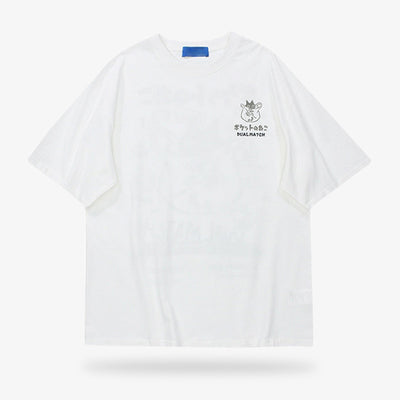 Un t-shirt japonais blanc maneki avec un symbole de petit chat japonais
