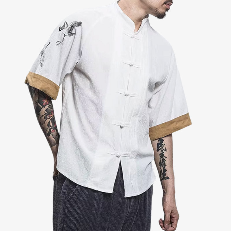 T-shirt japonais broderie épaule