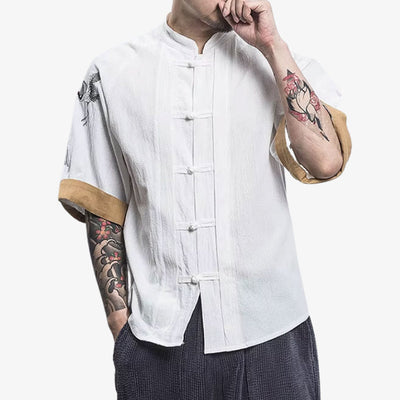 T-shirt japonais grue brodée