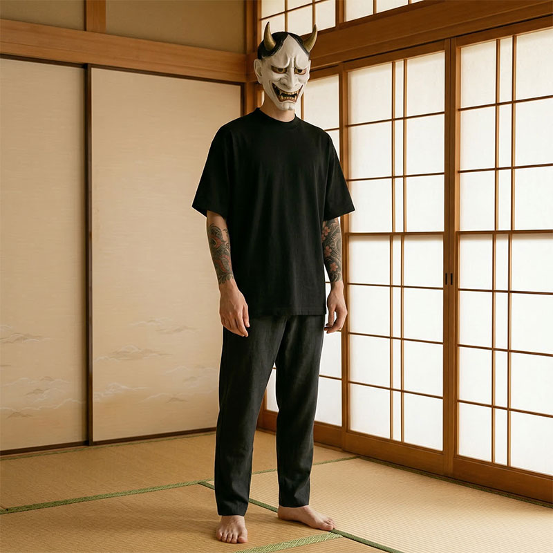 T-shirt japonais pour homme coupe ample