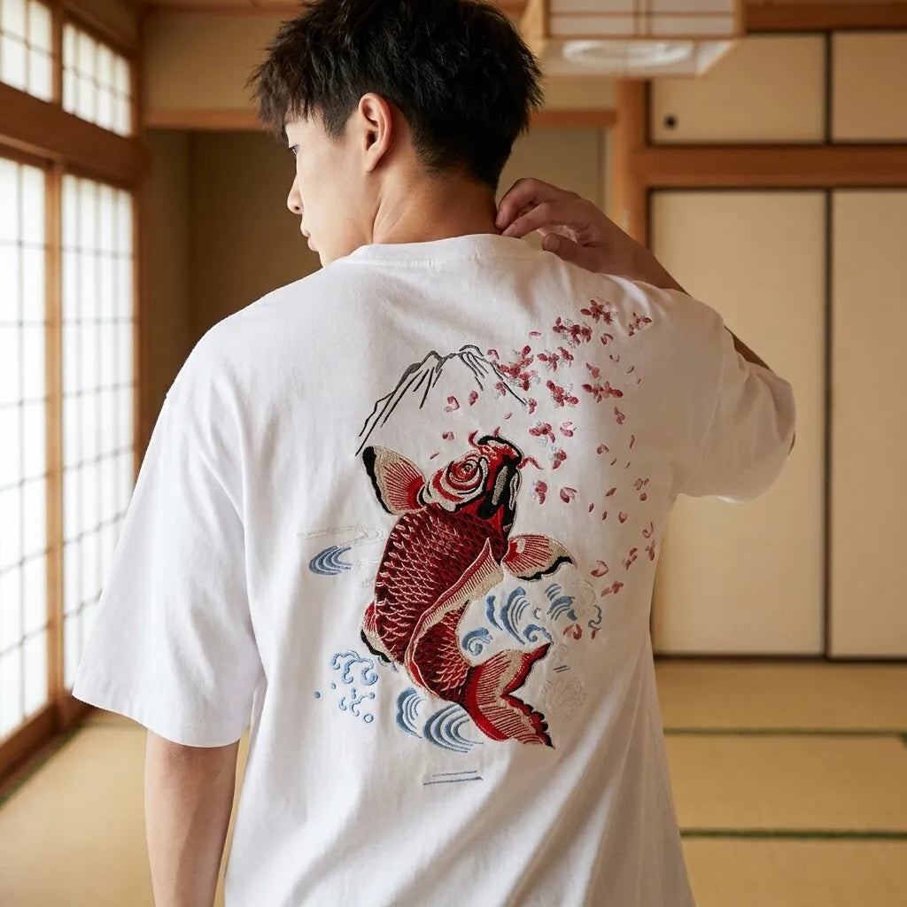 T-shirt japonais motif koi vue de dos alternative