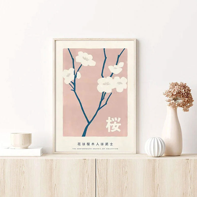 Ce tableau japonais sakura fleur de cerisier est un motif dans un style minimaliste