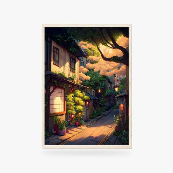 Ce cadre est un tableau de kyoto. Splendide dessins d'une rue japonaise à accrocher sur un mur pour une ambiance zen