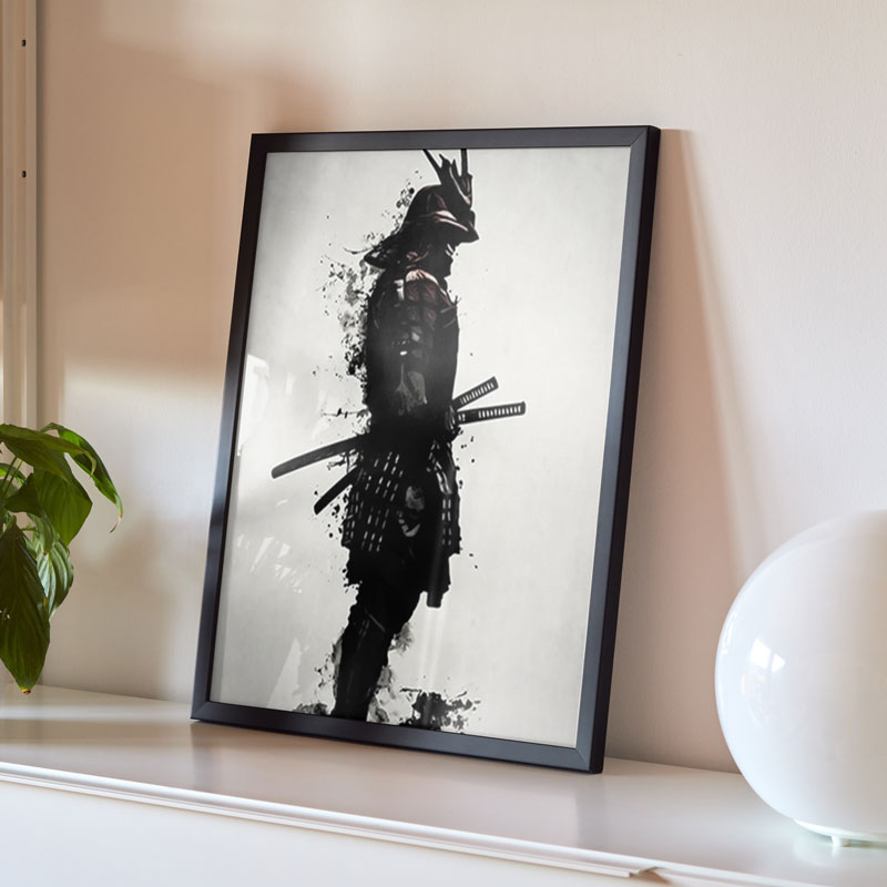 Tableau Sur Toile - Scène De Bataille De Samouraïs Japonais - 50x70 Cm - Neuf