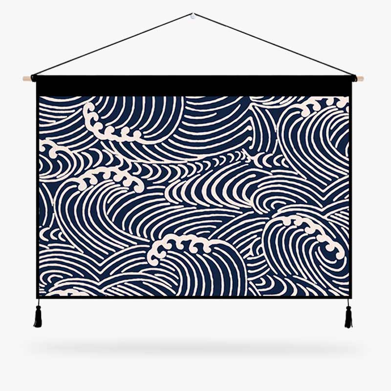 Ce tableau symbole japonais vague nami est une décoration murale en forme de kakemono