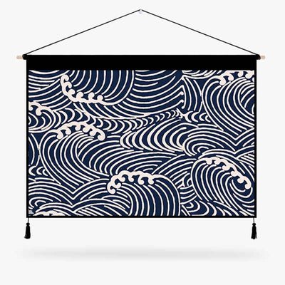 Ce tableau symbole japonais vague nami est une décoration murale en forme de kakemono