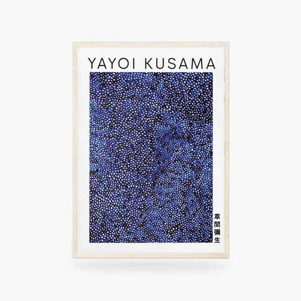 Cette oeuvre est un tableau yayoi kusama. C'est une reproduction de l'oeuvre de l'artiste japonais d'art abstrait