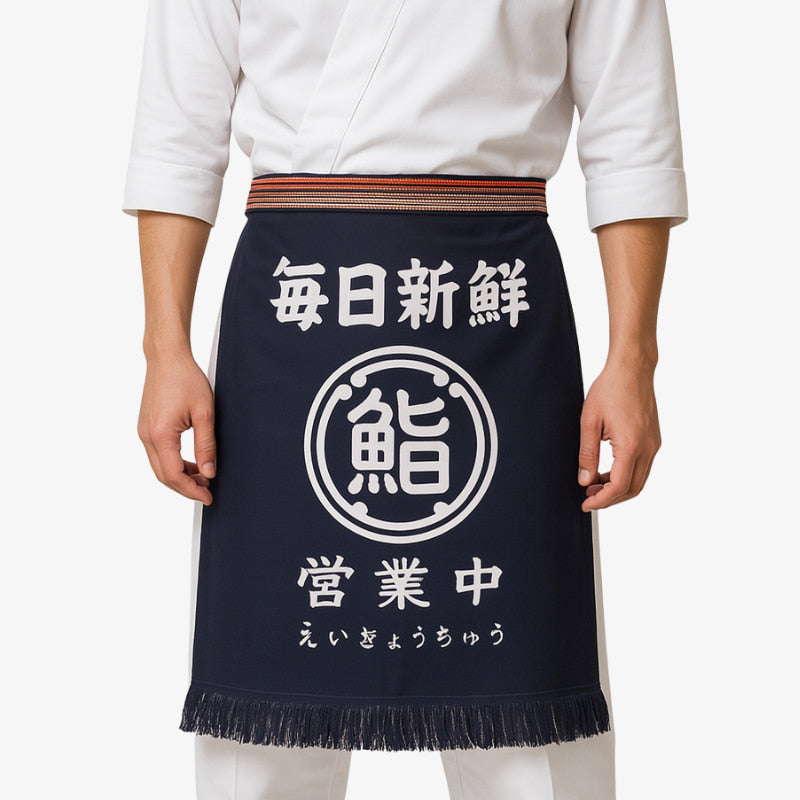 Tablier japonais homme en coton résistant, parfait pour un environnement de cuisine traditionnel