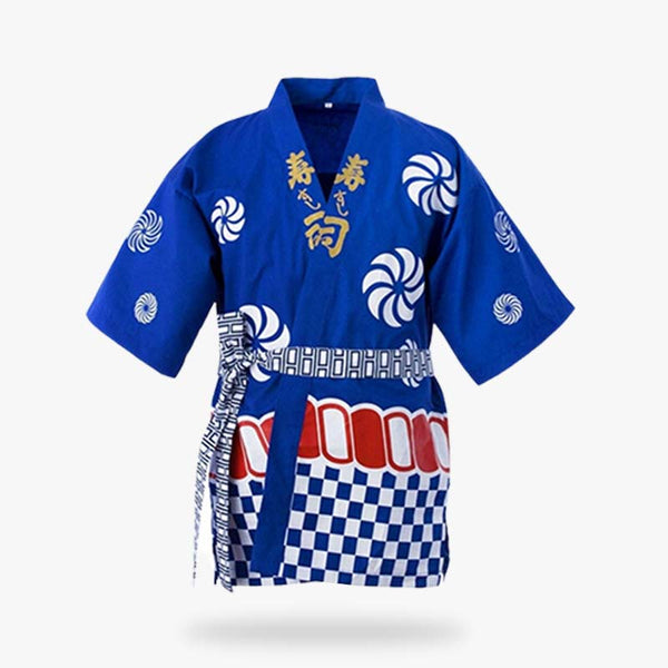 Ce tablier japonais pour homme a des symboles japonais traditionnels. C'est un tablier de cuisine japonais