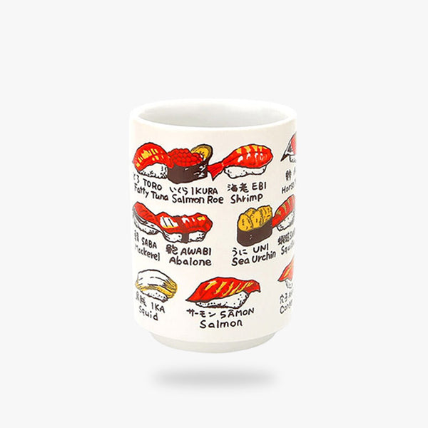 Offrez une tasse Sushi décorée avecx des dessins de sushi japonais