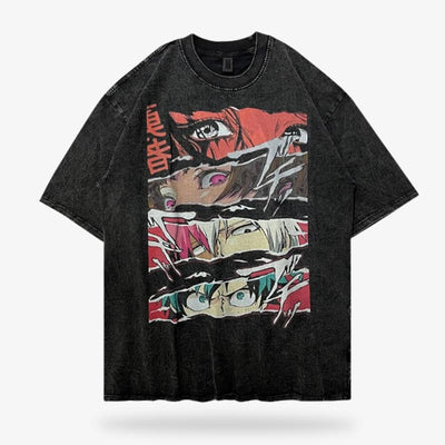 Tee-shirt japonais vintage vue de dos porté dans la rue
