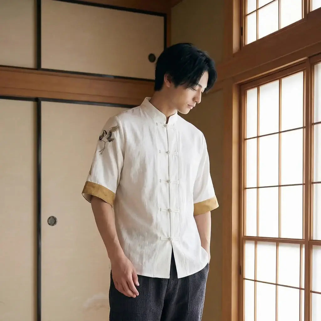 Tee-Shirt Motif Japonais à plat, vue de face