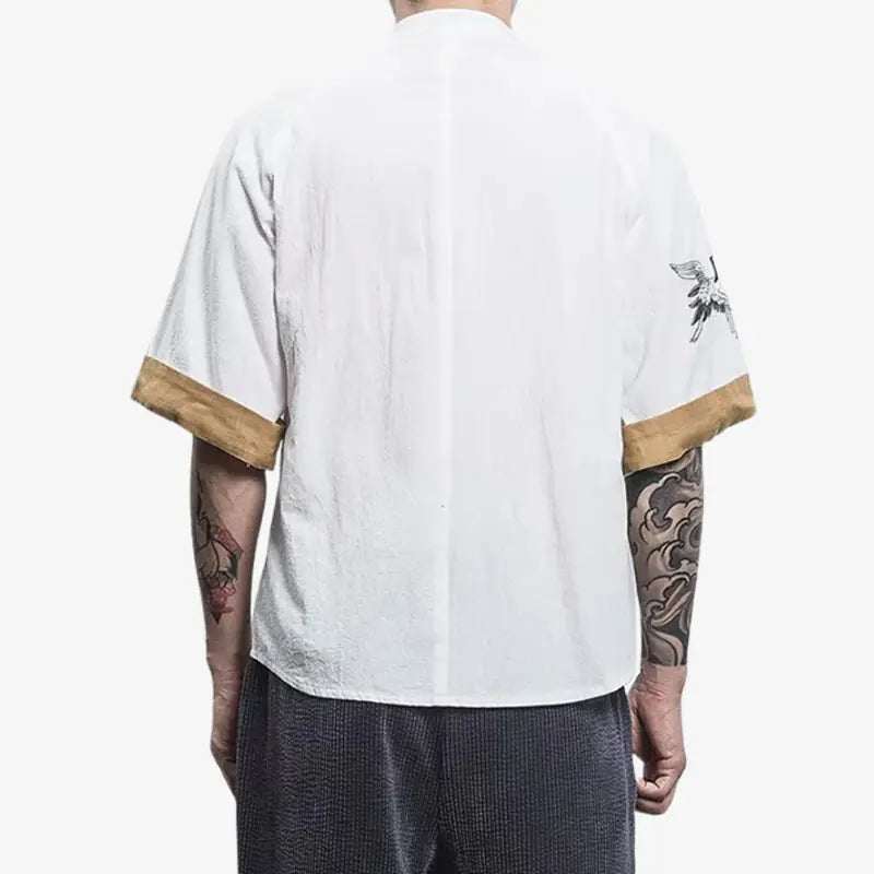 Tee-Shirt Motif Japonais à plat, vue de face