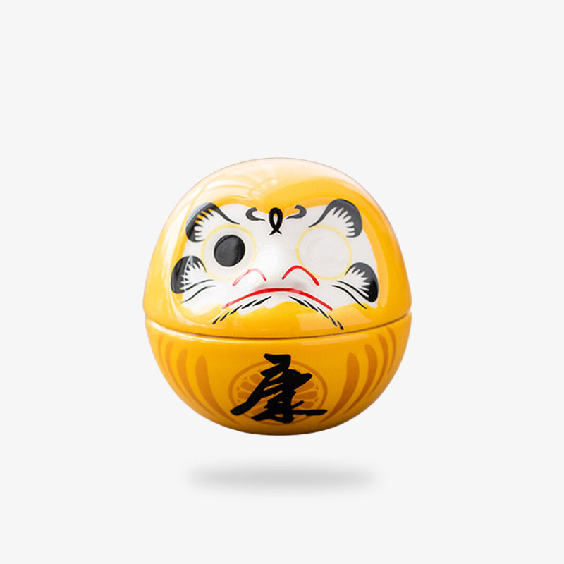 Tirelire Daruma jaune en céramique, porte-bonheur japonais