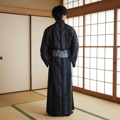 Détail du tissu géométrique du kimono homme