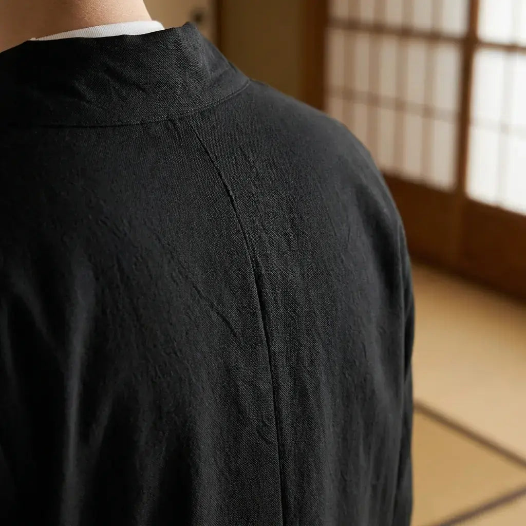 Gros plan sur le tissu et la manche du kimono cardigan