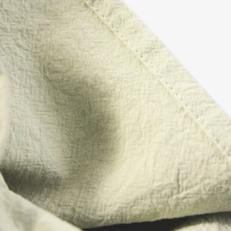 Détail du tissu en mélange coton et lin du tablier japonais