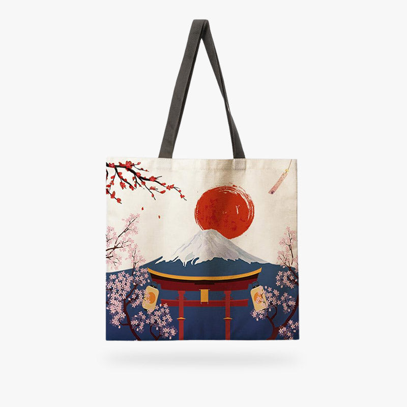 Tote Bag Japonais Lin porté à l'épaule