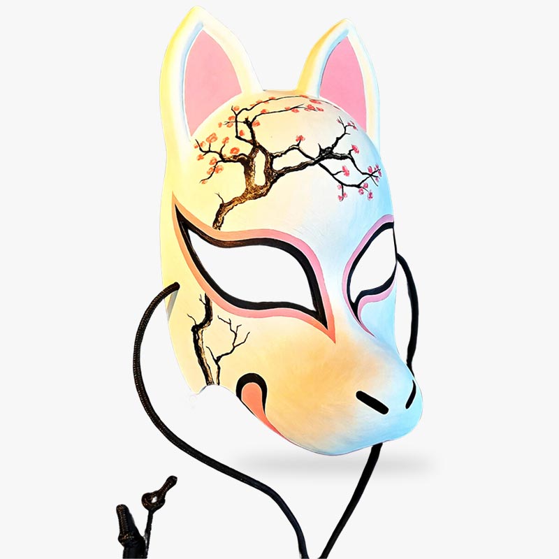 Masque Kitsune traditionnel japonais fait main