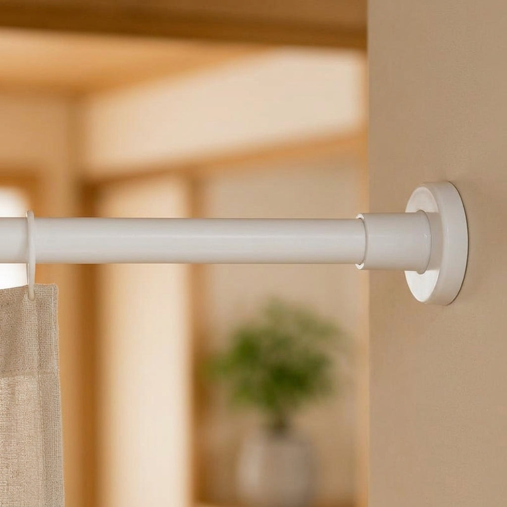 Tringle sans perçage fixant un noren dans une embrasure moderne peinte