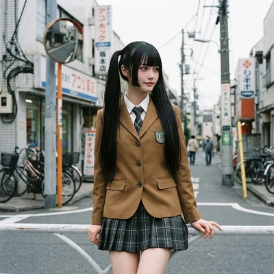 Gros plan sur le tissu et la manche du uniforme cosplay japonais