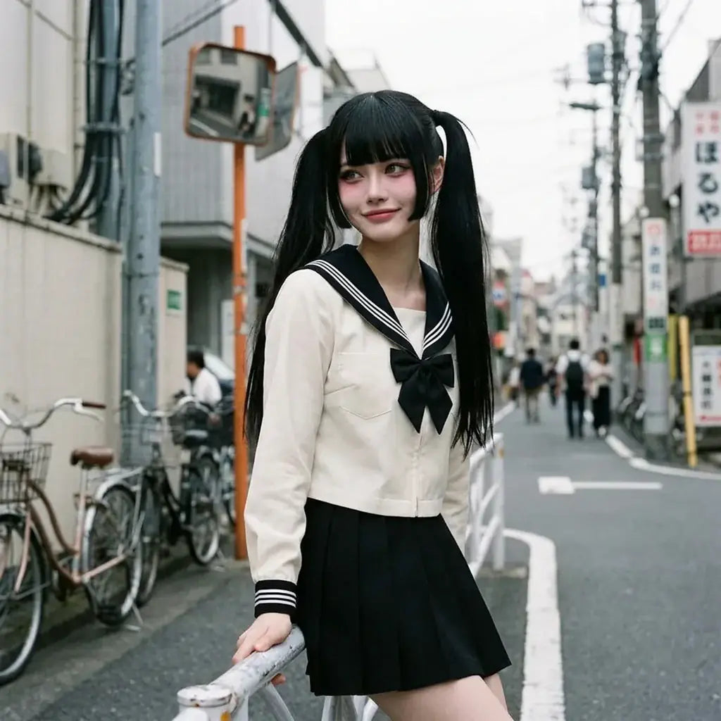 Gros plan sur le tissu et la manche du uniforme ecole japon