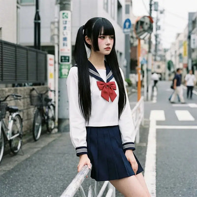 Gros plan sur le tissu et la manche du uniforme japonais fille