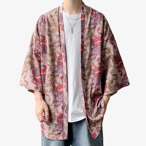 Ce kimono long homme est une veste haori dragon fabriqué avec du coton et polyester de qualité