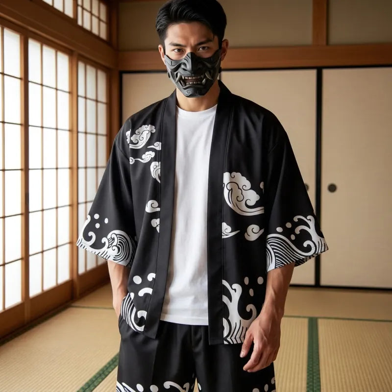 Veste haori homme légère style Harajuku