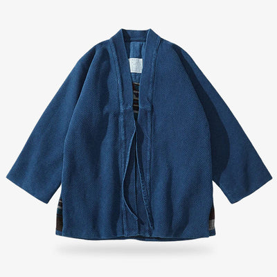 Veste haori vintage teinte indigo, esthétique japonaise minimaliste