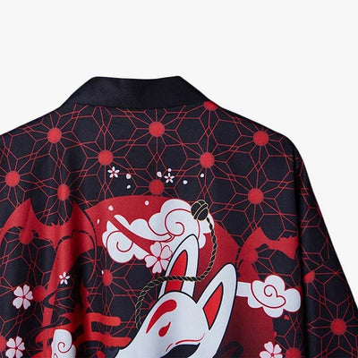 Veste kimono élégante pour femme au dos brodé kitsune