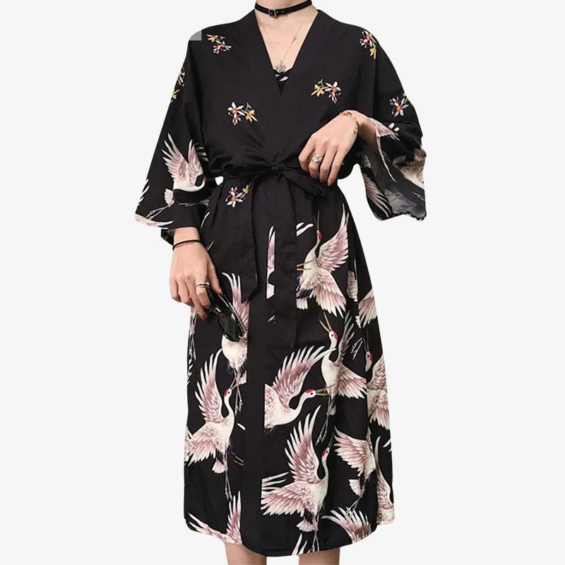Veste kimono femme style japonais avec ceinture