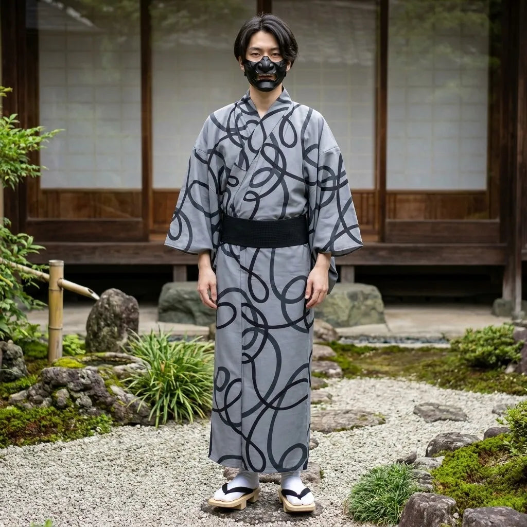 Veste kimono homme motif japonais discret