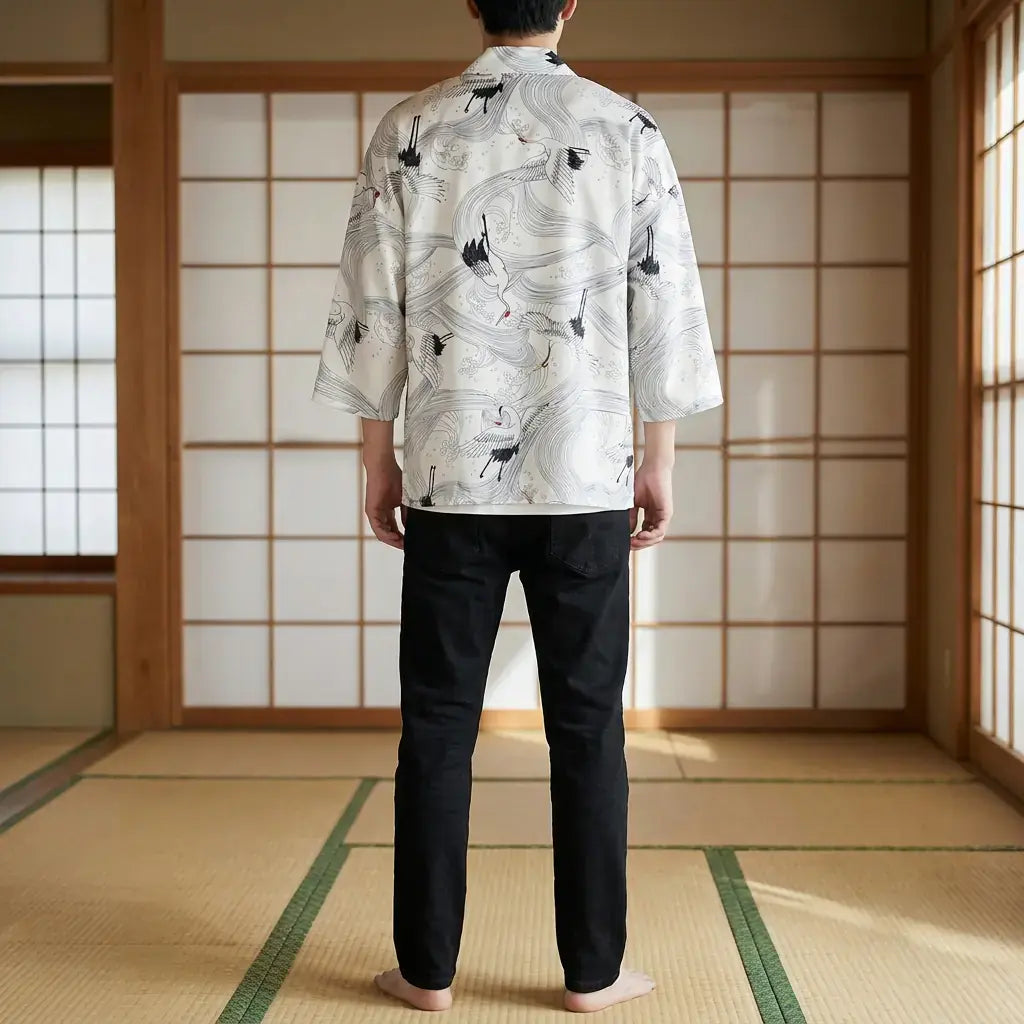 Veste Effet Kimono vu de dos, motif complet visible