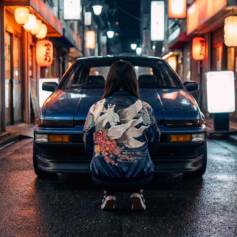 Détail de la veste sukajan loup