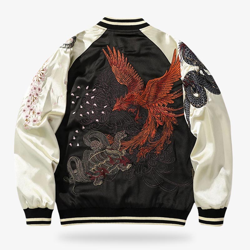 Veste sukajan dragon et tigre aux broderies traditionnelles japonaises