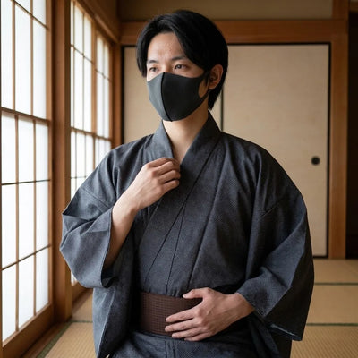 Tenue japonaise homme complète avec yukata gris