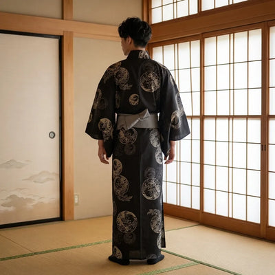 Silhouette wa-fuku homme en tissu sombre