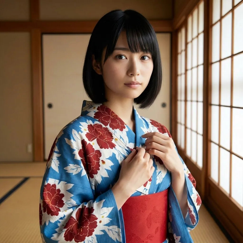 Yukata Femme Bleu vue arrière