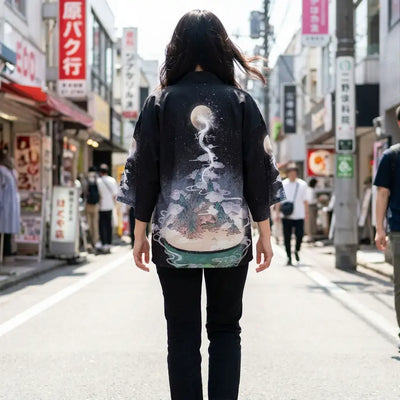 Yume Yukata porté par une femme dans une pièce japonaise traditionnelle