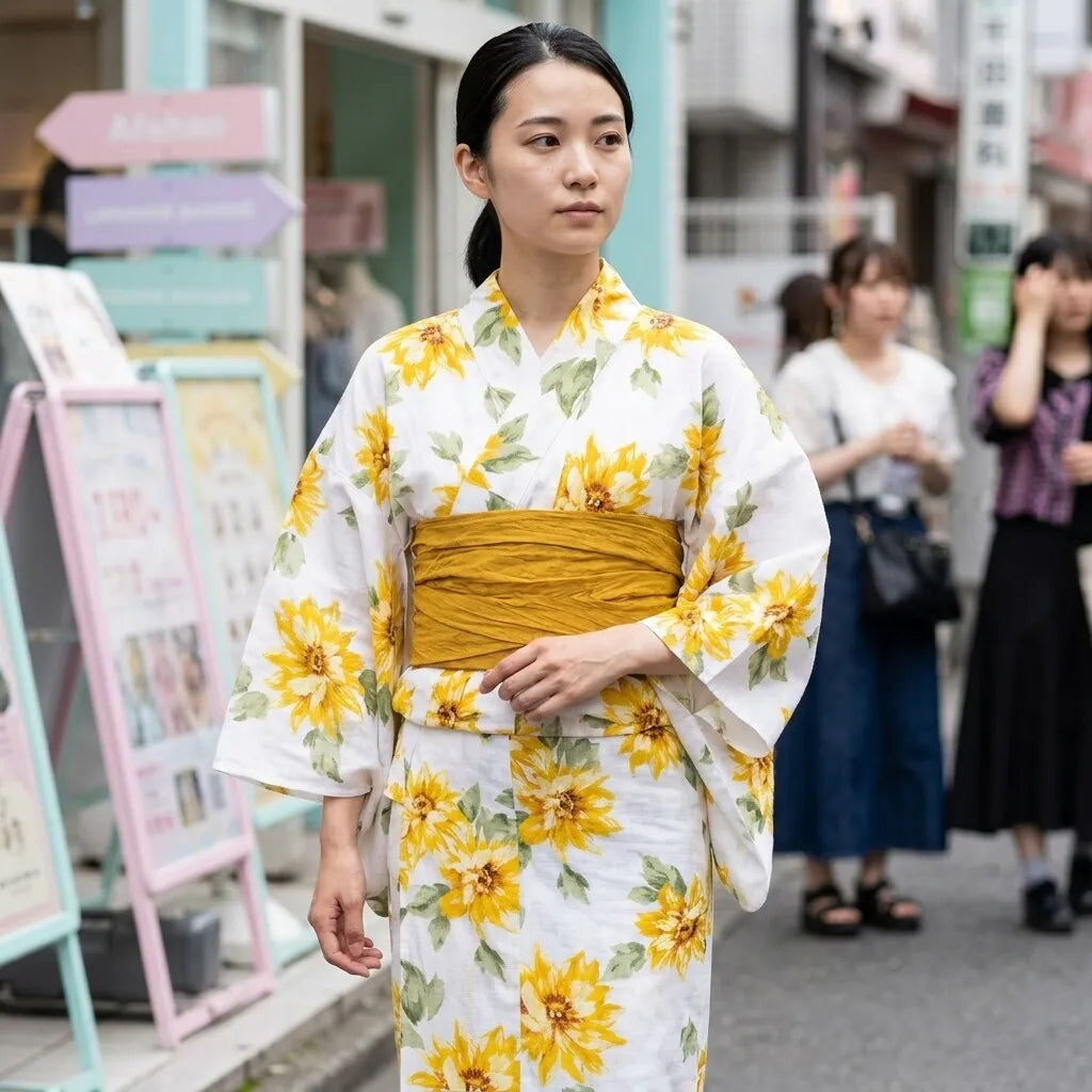 Yukata Femme Fleuri vue de face