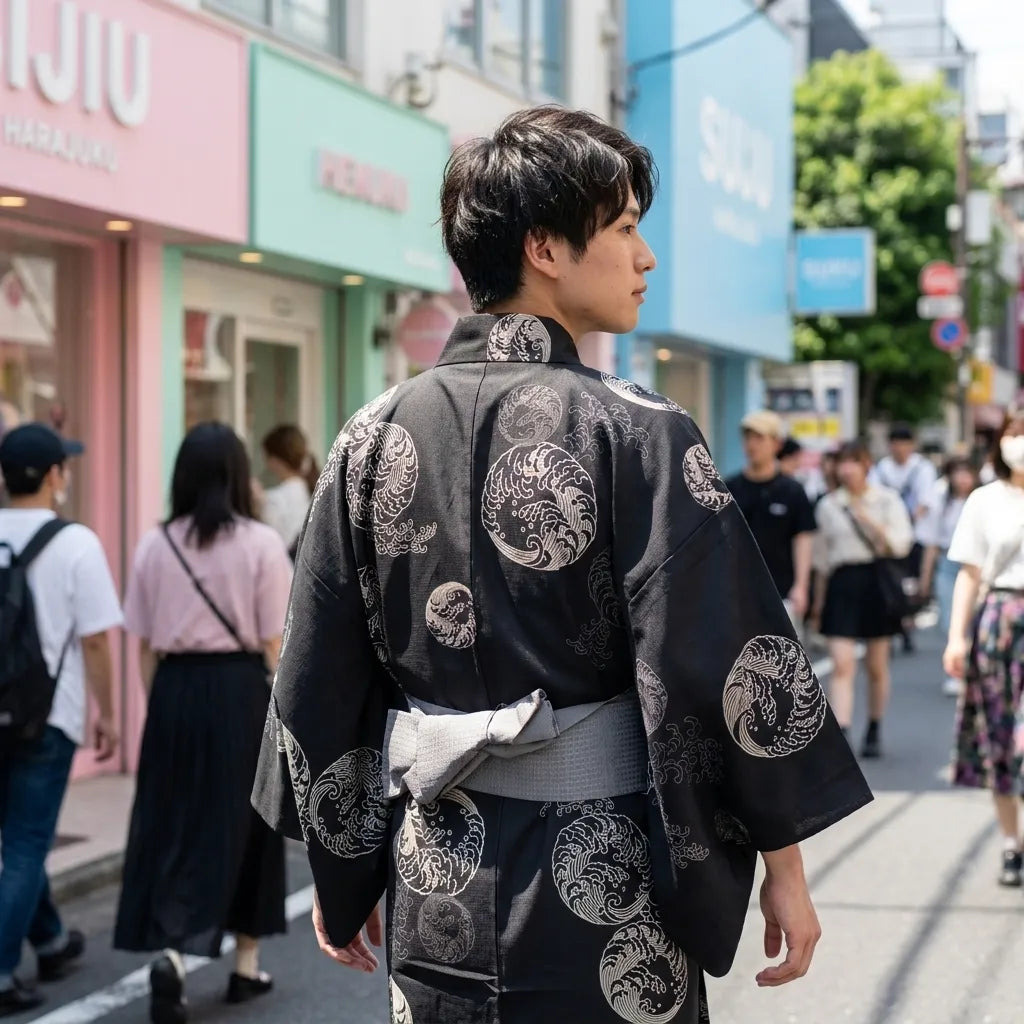 Yukata Homme Motif vue de face