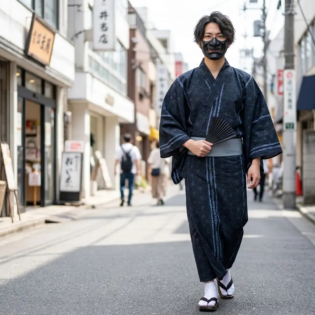 Yukata Homme Noir vue arrière