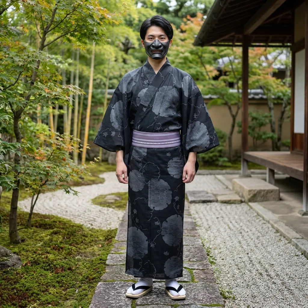 Yukata japonais homme manches larges