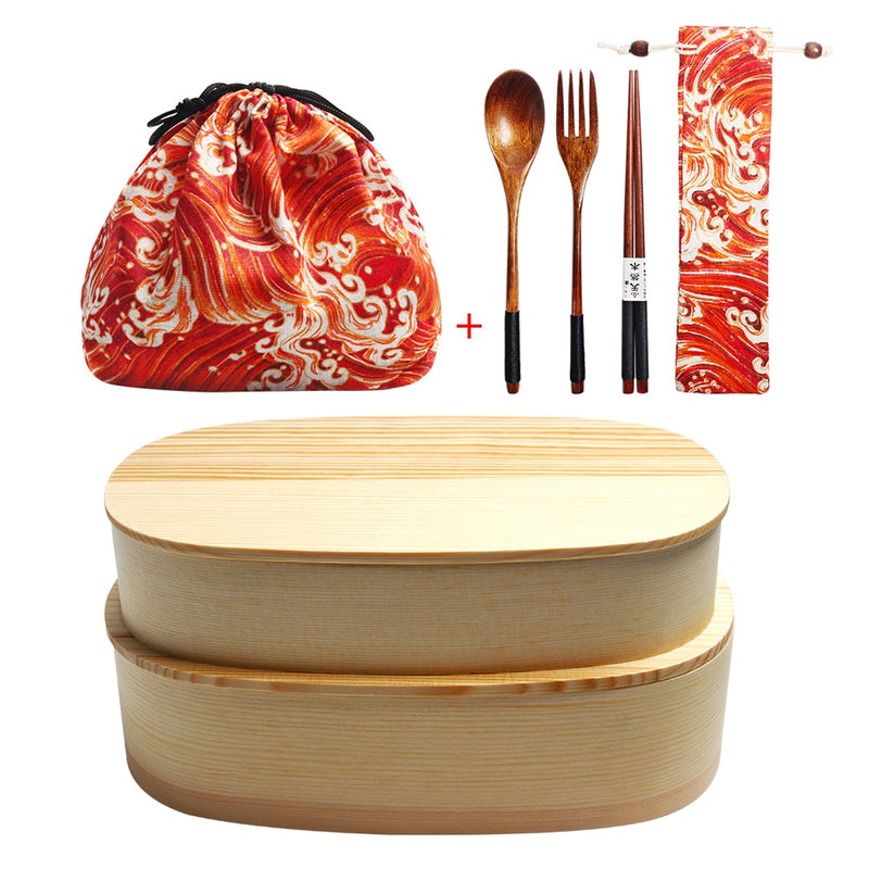 Boite Bento Kanagawa Bois Clair - Double