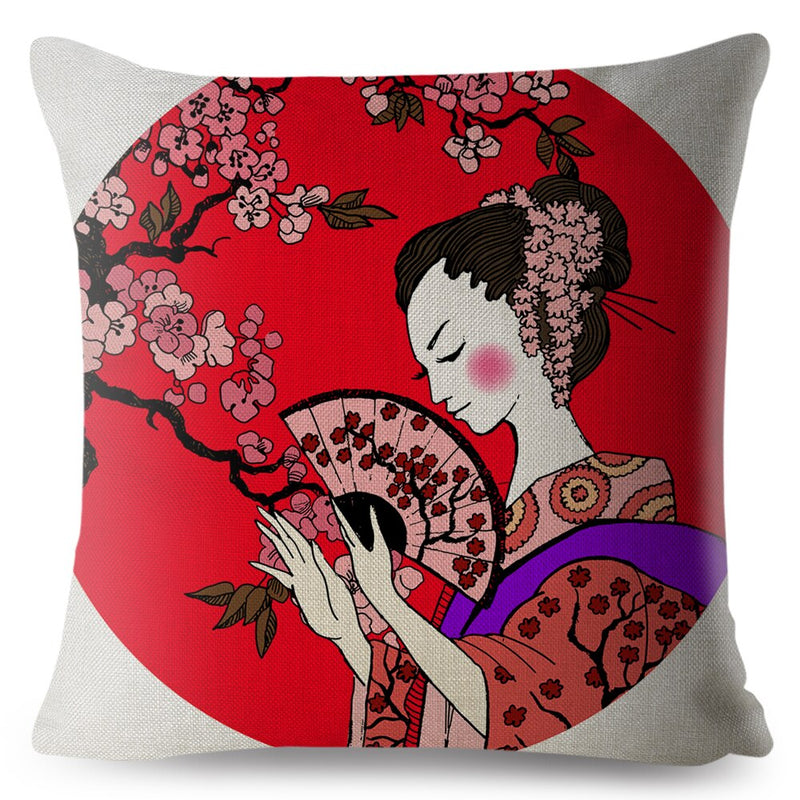 Housse Coussin Japonais Geisha Style
