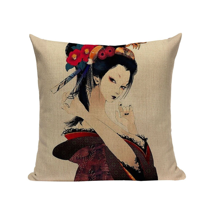 Housse Coussin Japonais Geisha Zen