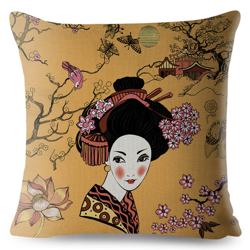 Housse Coussin Japonais Geisha Style