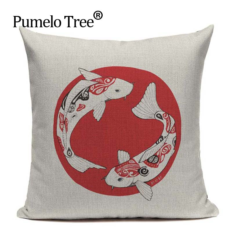 Housse Coussin Japonais Dessin Antique