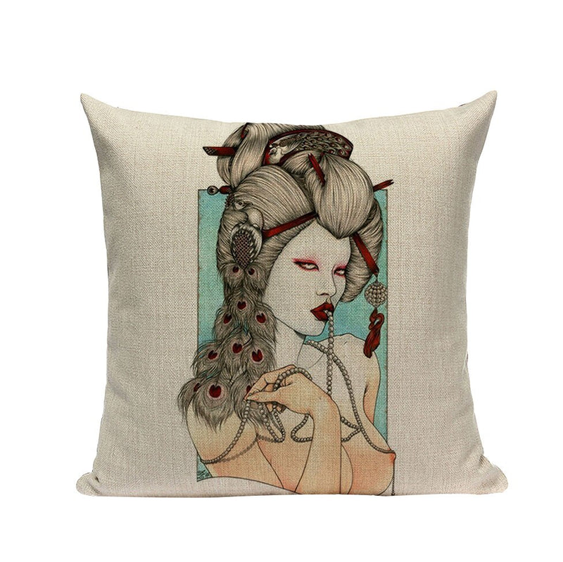 Coussin Dessin Geisha